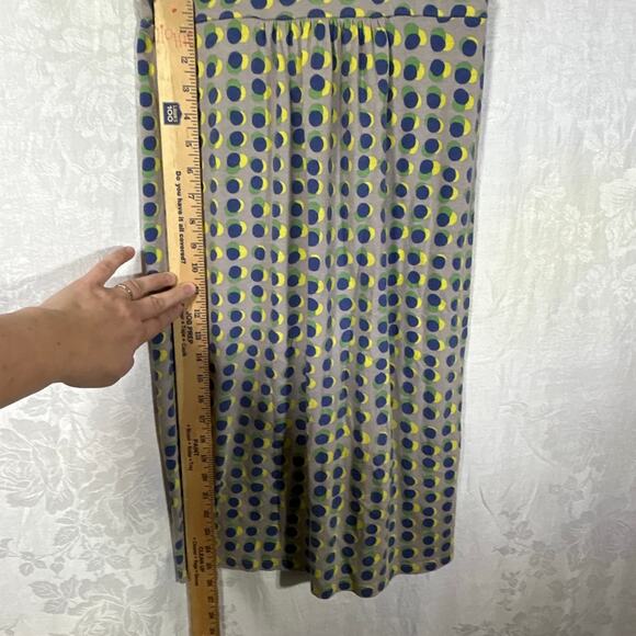 Boden Dress 6 LONG Gray Navy Green Dots Tank Jersey Sundress Mod Casual - Picture 10 of 10